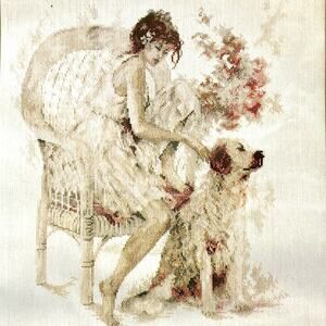 Vintage Lanarte Cross Stitch Kit Girl With Dog Golden Retriever 33826 Holland